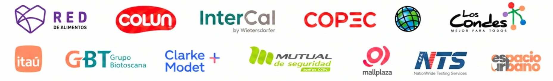 Clientes que han confiado en LIMPII: Itaú, Grupo Biotoscana, Mutual de Seguridad, Mallplaza, Copec y otros